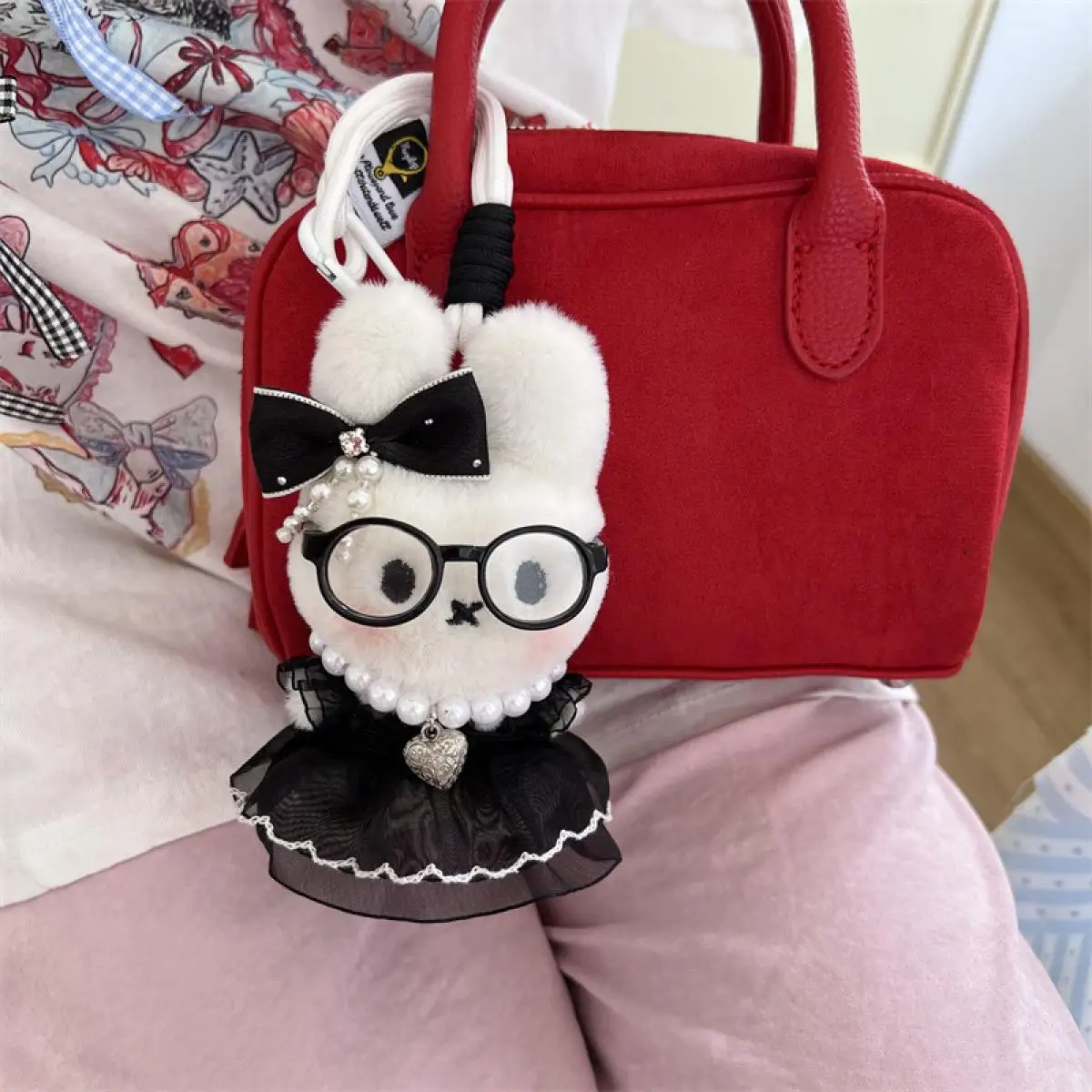 

2025 новый стиль Miffy Kawaii мультфильм плюшевая игрушка брелок милый кролик аниме галстук-бабочка кулон милые девушки рюкзак Шарм