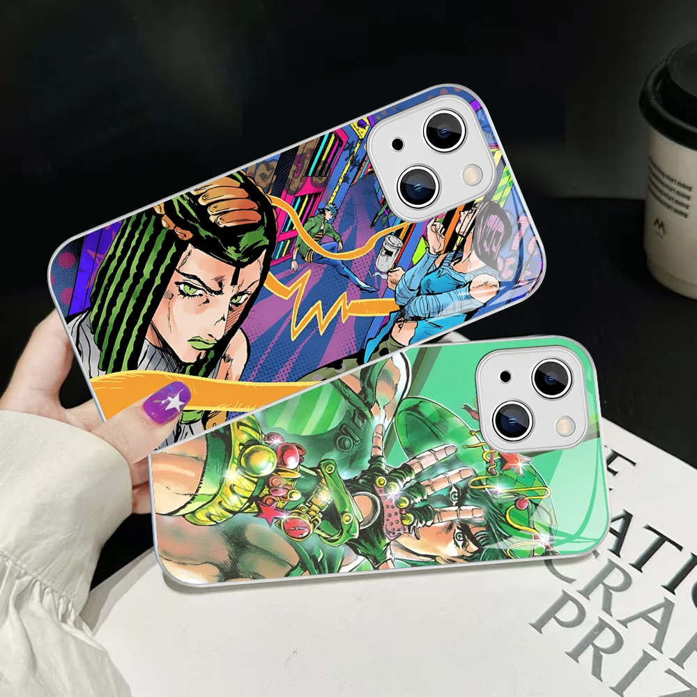 JoJo Bizarre Adventur Anime  Phone Case For iPhone 14 13 12 Mini 11 Pro XS Max X XR 14 Plus Tempered Glass Cover