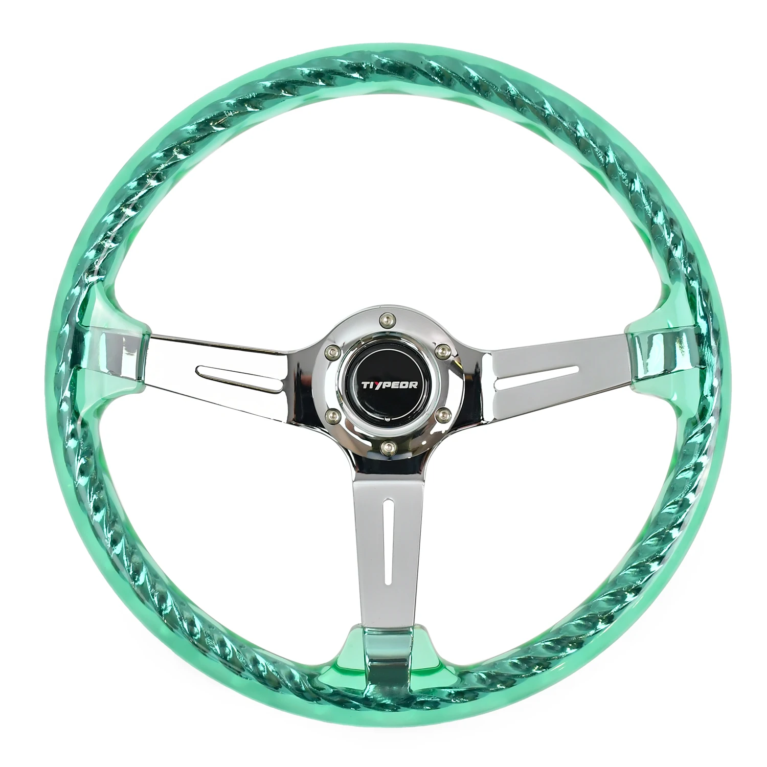 

TIYPEOR Universal 350mm Electroplated Frame Steering Wheel Racing PC Green Color