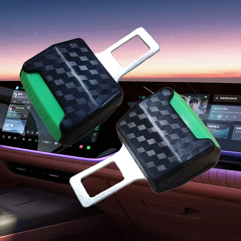 

1 Pair Green Car Seat Belt Buckle Extender Clips Seat Belt Thickening Inserts Seat Belt Lock Plugs Car Tools Accessories
