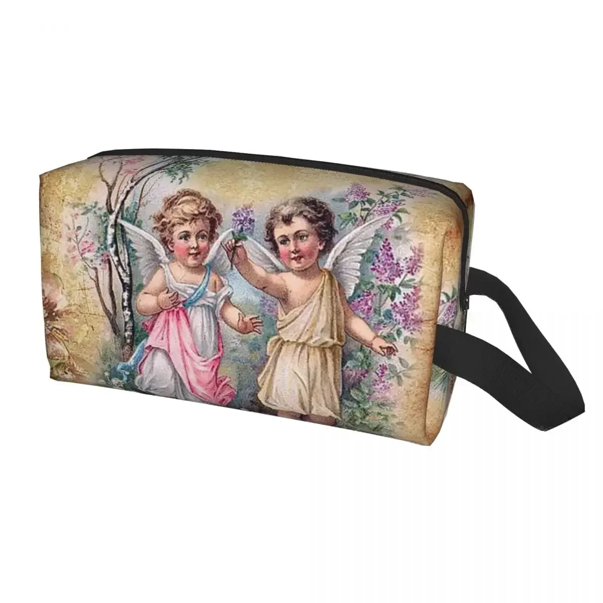 Custom Victorian Angel Toiletry Bag Women Vintage Angel Cosmetic Makeup Organizer Ladies Beauty Storage Dopp Kit Case