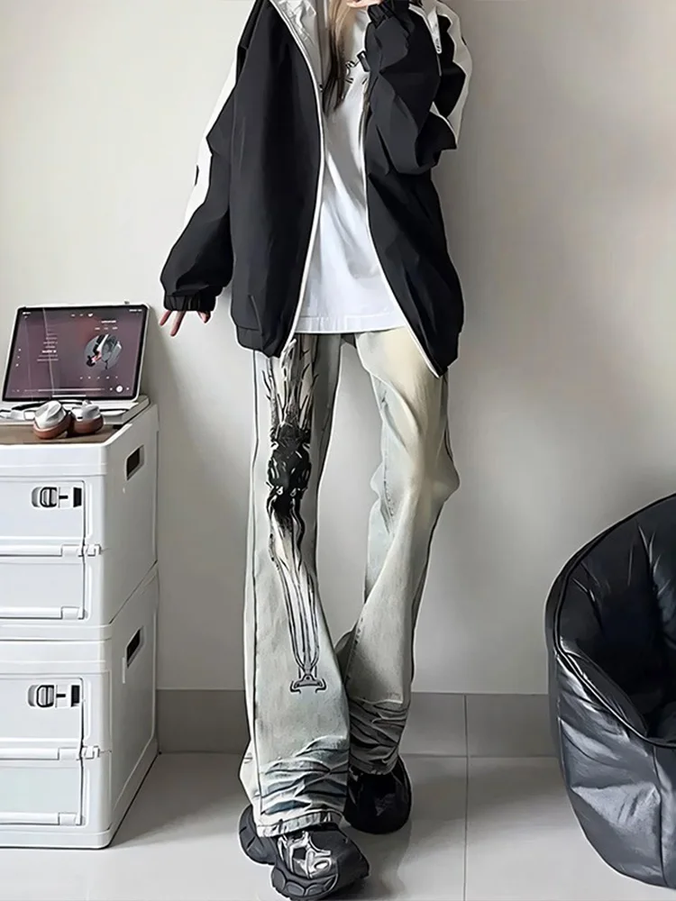 

Джинсы из желтой глины удлиненной длины, мужские джинсы High Street American Sle, высокий размер, прямые брюки для похудения, модный бренд