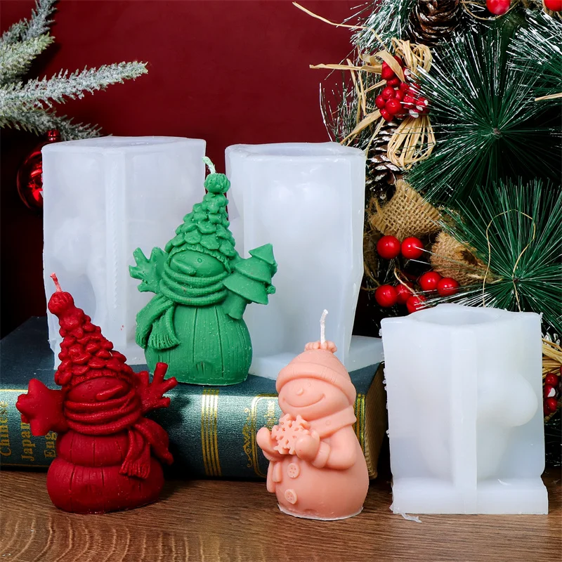 

Рождественский снеговик, силиконовая форма для свечей, сделай сам, снеговик со снежинкой, рождественская елка, звезда, ароматерапевтические свечи, гипсовый праздничный декор