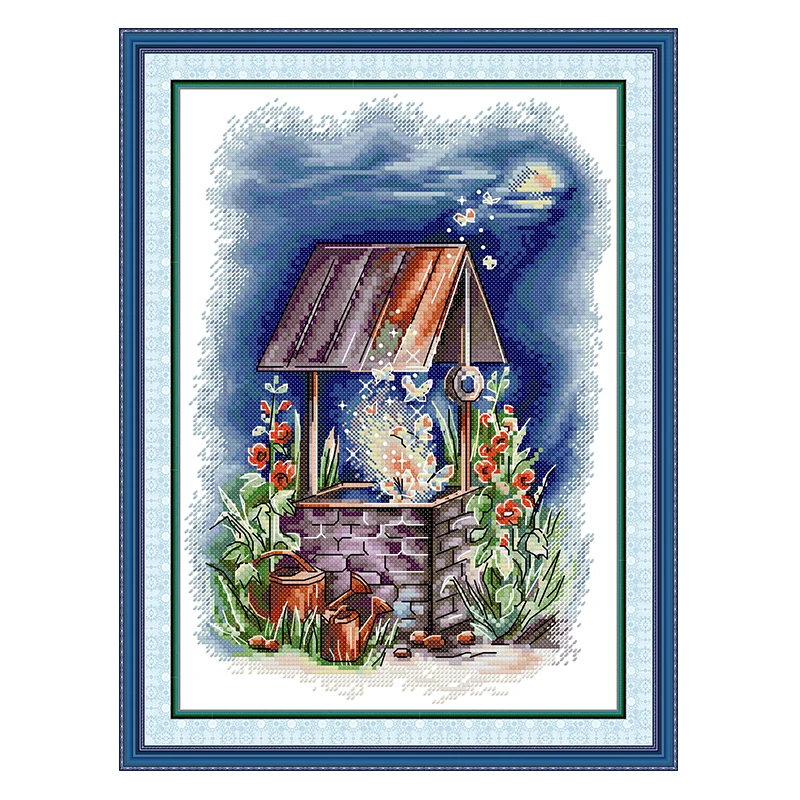 Magic Well Scenery Patterns Counted Cross Stitch Set DIY 11CT 14CT 16CT Stamped DMC Cross-stitch Kit Embroidery Needlework