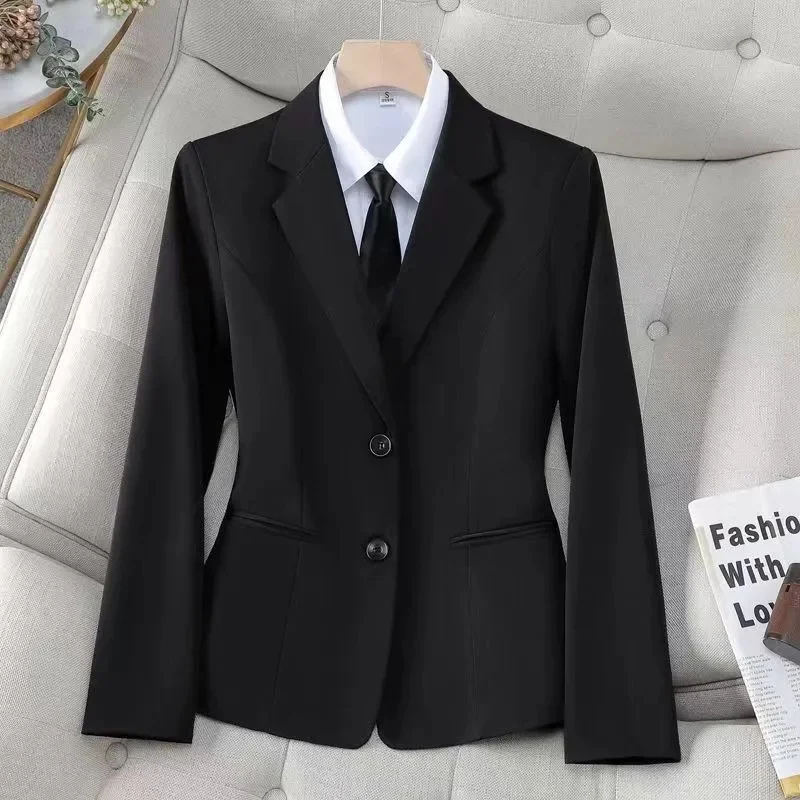 Korean Style Suit Coat Top Women Blazer 2026 NEW Spring Autumn Slim Versatile Fashion Professional Design Black Suit Jacket