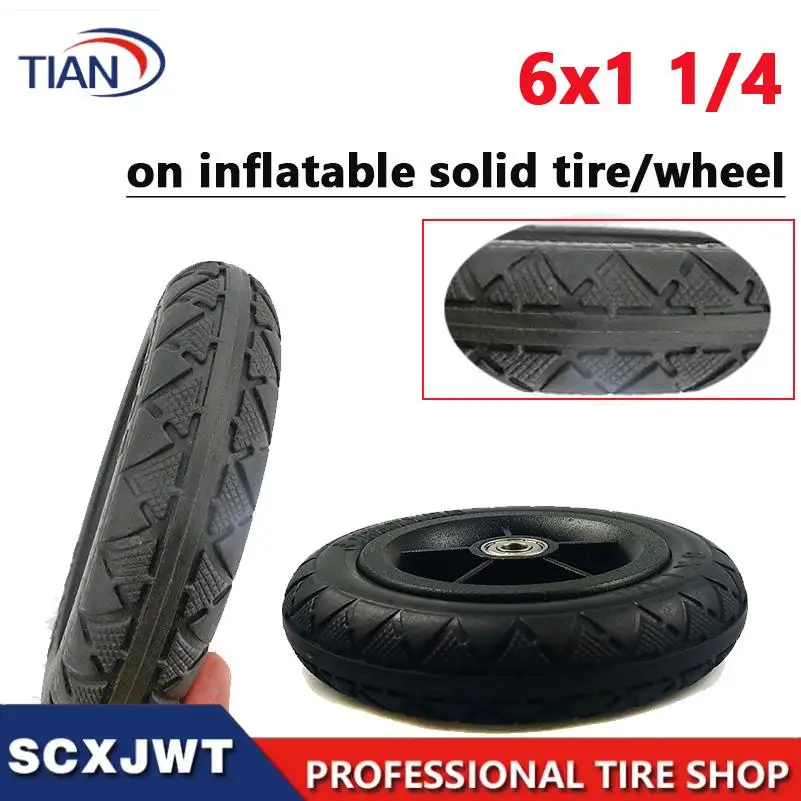 NEW selling 6X1 1/4 solid tire suitable for folding bicycles mini surfing electric scooter accessories