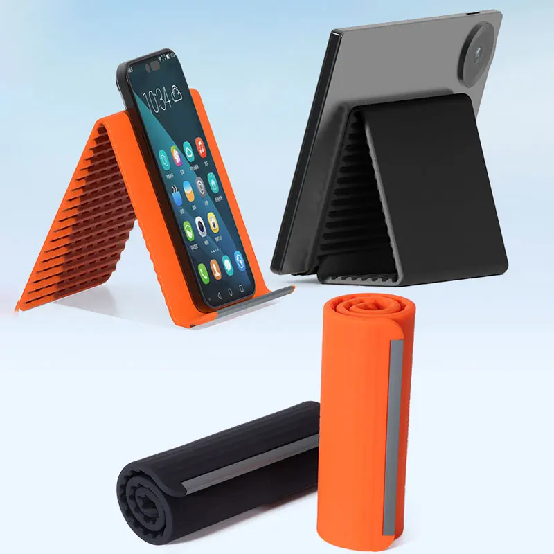 Universal Lazy Stand Adjustable Multi-Angle Flexible Silicone Aluminum Core Foldable Rollable Holder For Phones Tablets Laptops
