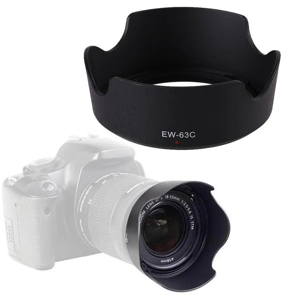 For EW-63C Lens Hood High Quality Replace Camera Lens Petal Hood for Canon EF-S 18-55mm f/3.5-5.6 IS STM