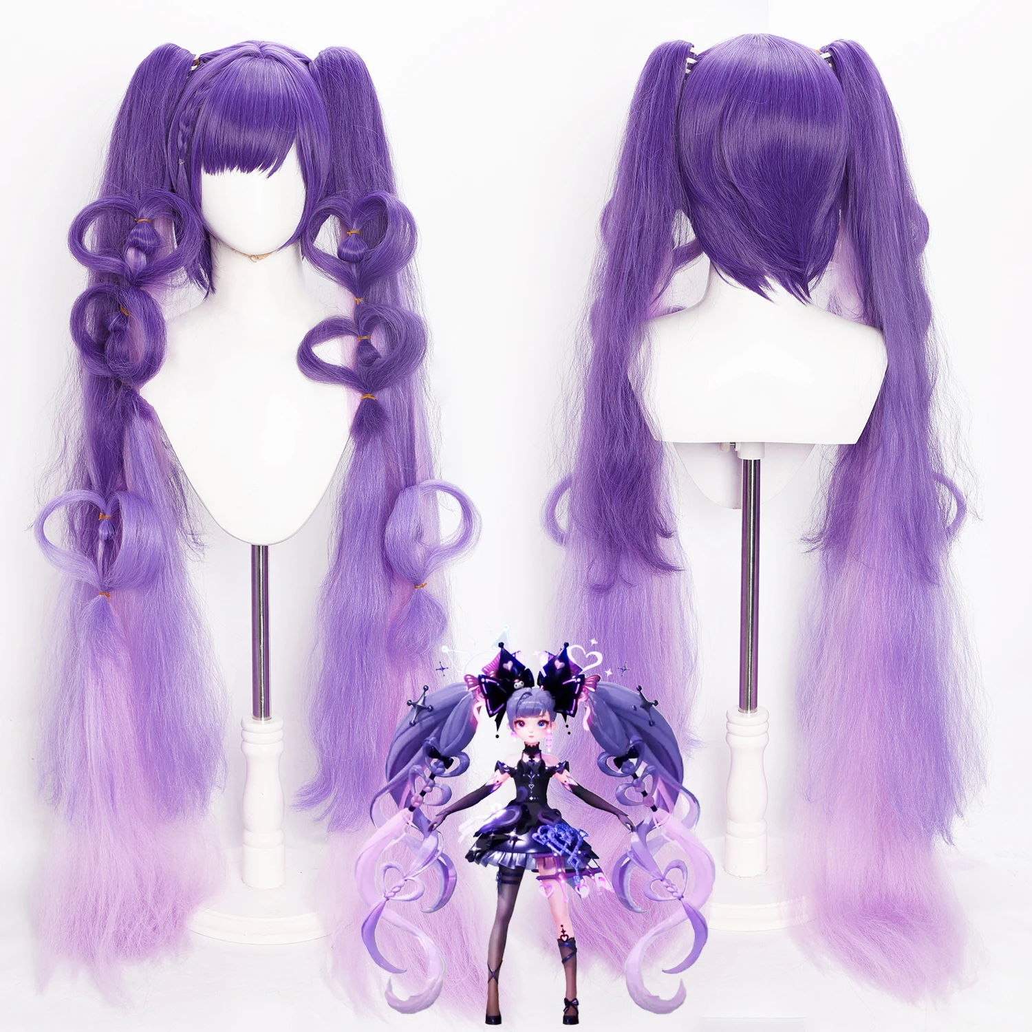 

Парик аниме Honor of Kings Анжела, парик для косплея × Frozen Crossover, женская игра, ролевая игра, аниме-парик, градиентно-фиолетовый синтетический парик