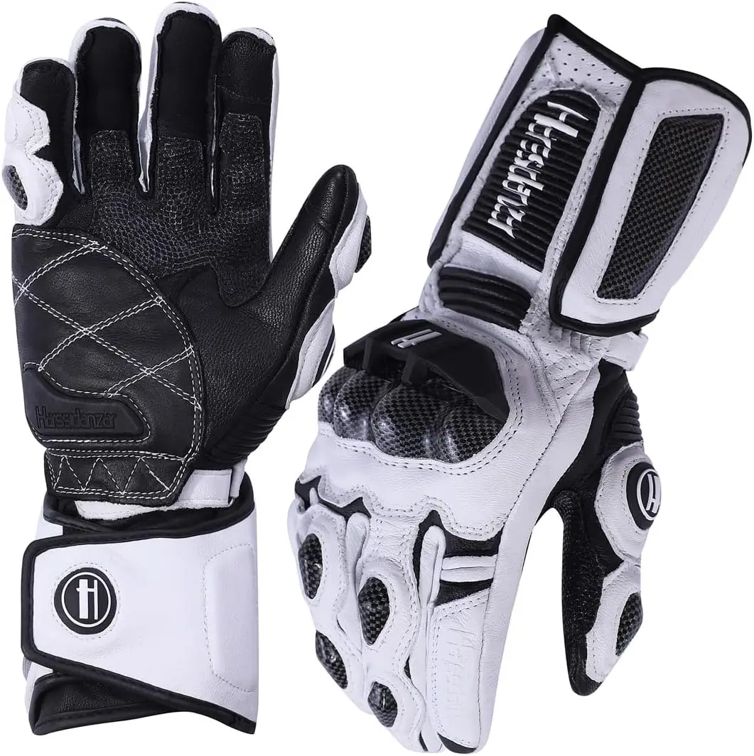 

Men's & Women's Leather Motorcycle Gloves with Carbon Fiber Knuckle Protection for Powersports