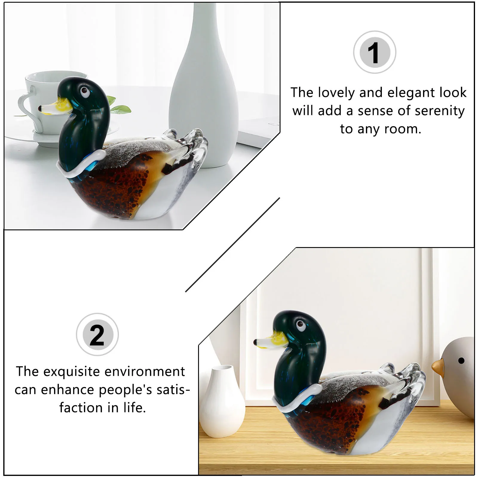 Crystal Duck Decor Exquisite Desktop Ornaments Lifelike Cartoon Appearance Fine Craftsmanship Polished Brushed Techniques Long