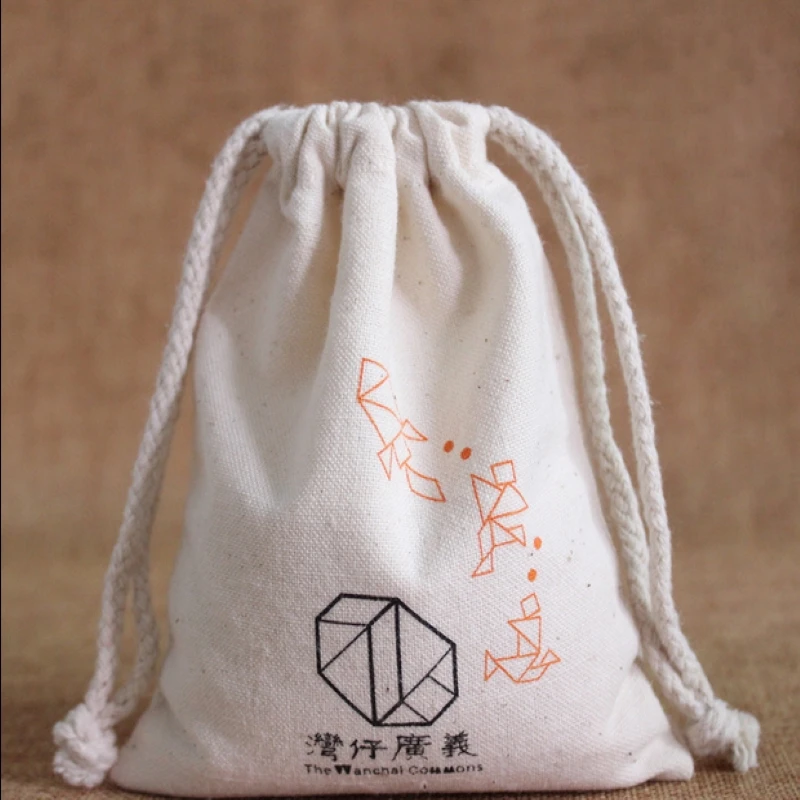 

100pcs cotton canvas jewelry gift pouch small drawstring bag 7*9cm for jewelry storage