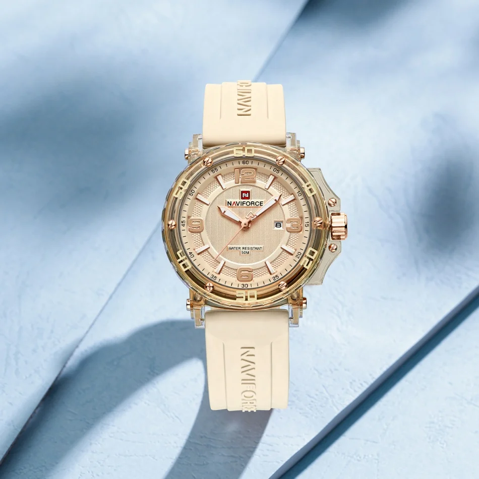 

NAVIFORCE простой стиль водостойкий кварцевый механизм женские часы элегантный силиконовый светящийся ремешок для дисплея женские часы подарки
