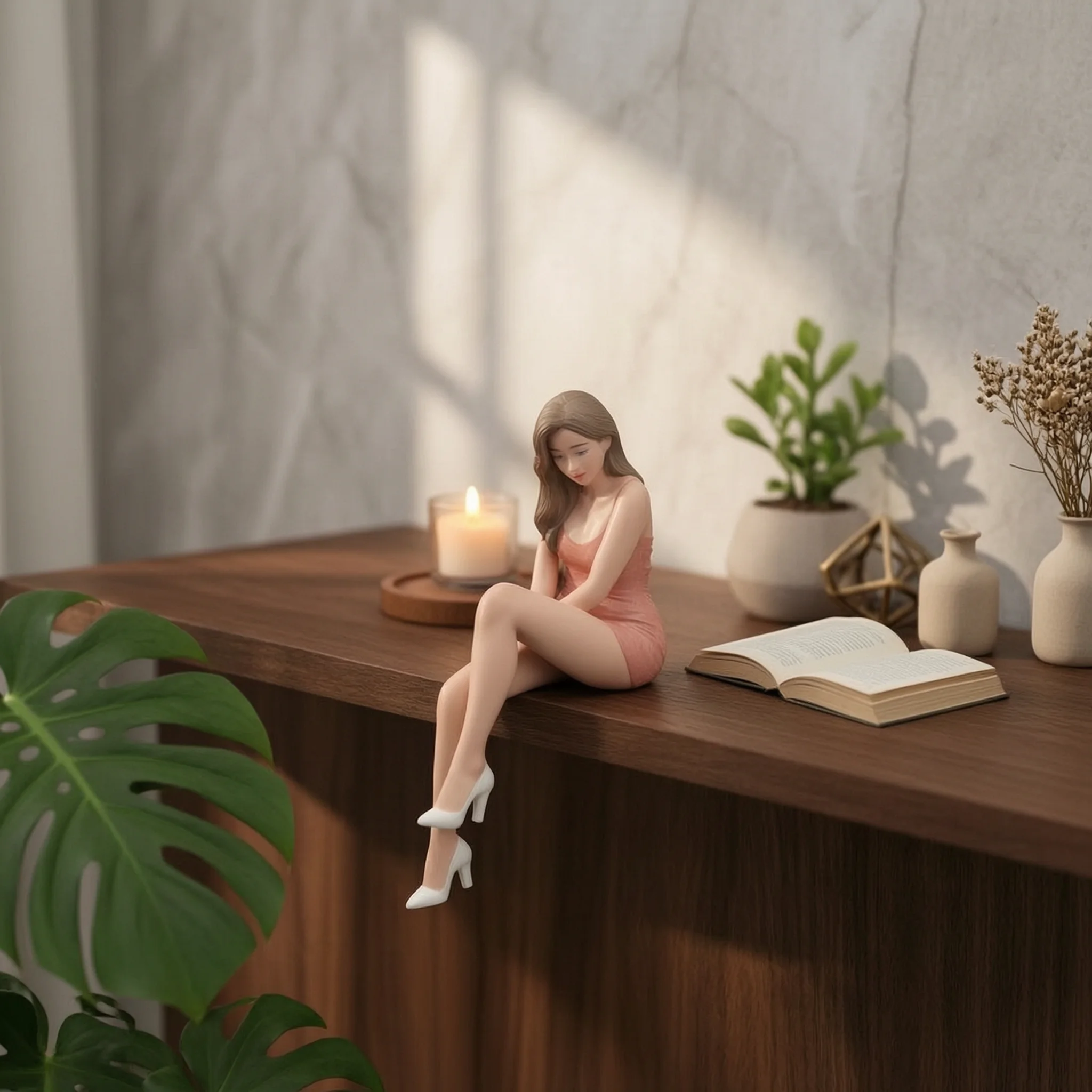 Miniature Female Figure Painted Seated Lady Figurine Female Miniature Figure High Realism Seated Figurine Delicate