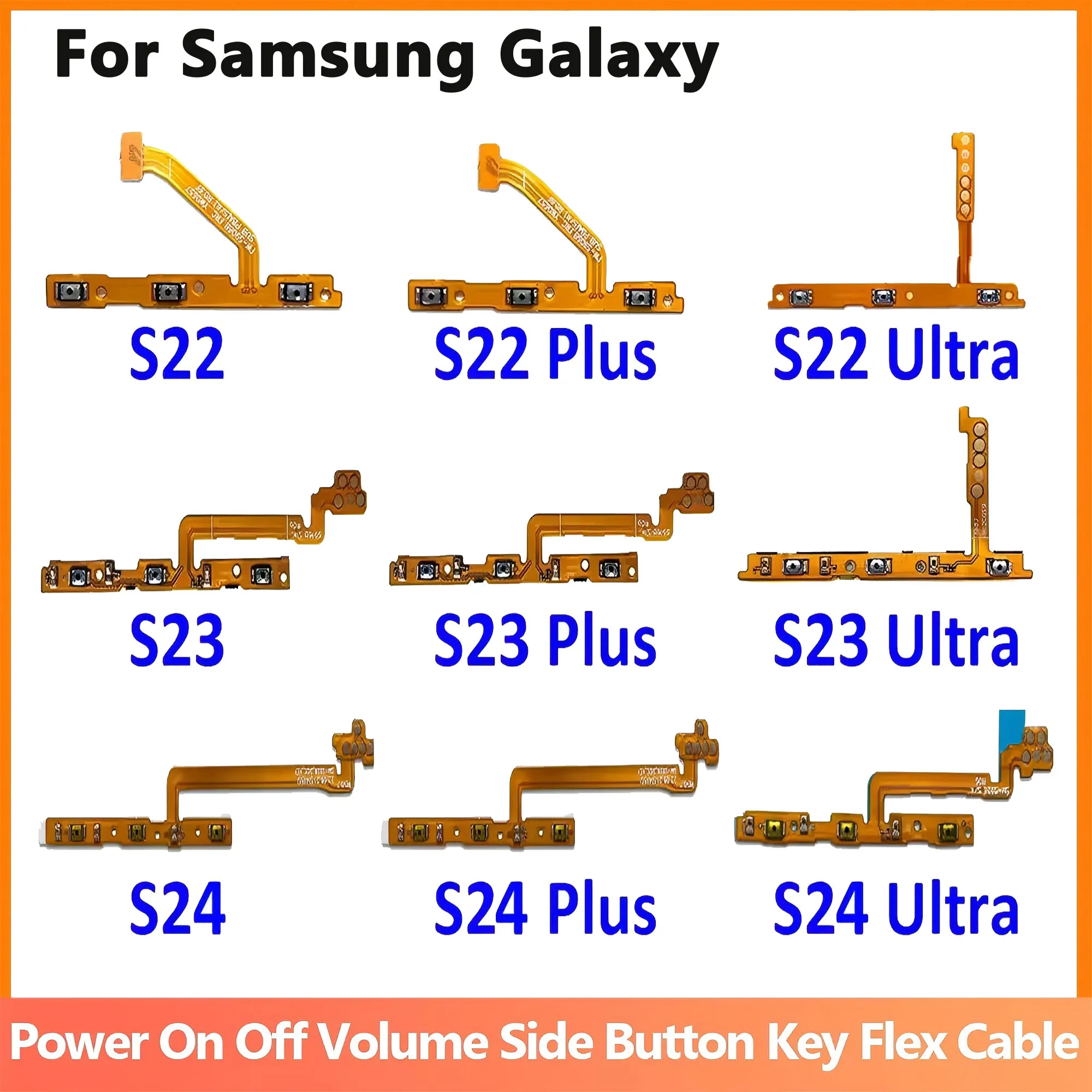 

1Pcs Volume Power Switch On Off Button Key Ribbon Flex Cable For Samsung Galaxy S22 S23 S24 Ultra FE S22+ S23+ S24+ 5G S901 S711