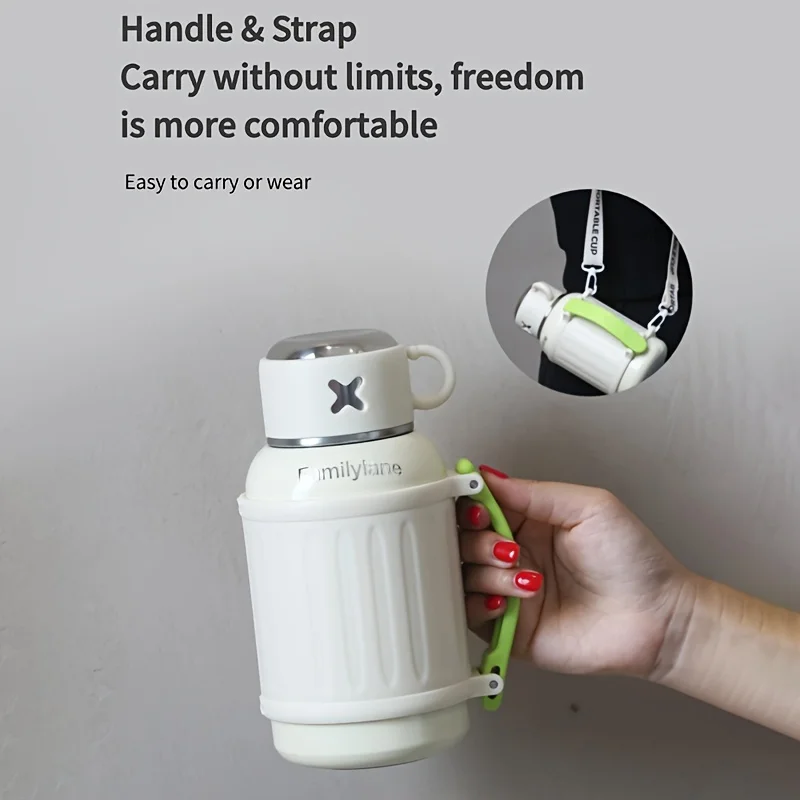 800ml stainless steel vacuum insulated travel mug with handle and lid, leakproof thermal coffee cup for home office and car