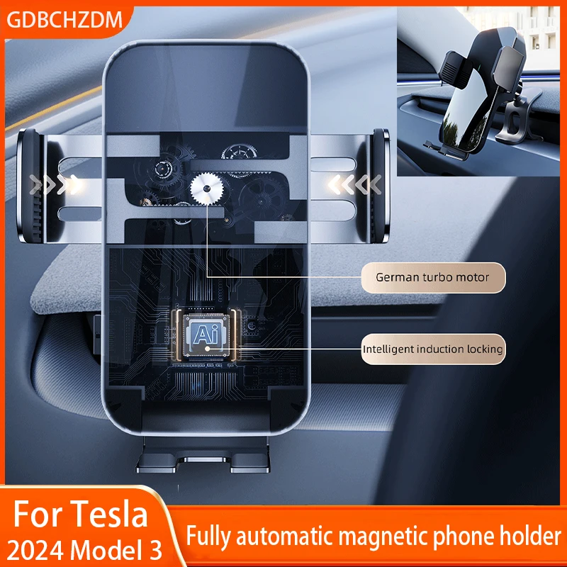 

Полностью автоматическое магнитное крепление для телефона Tesla Model 3 Highland 2024 для всех мобильных телефонов, аксессуары Tesla Model 3
