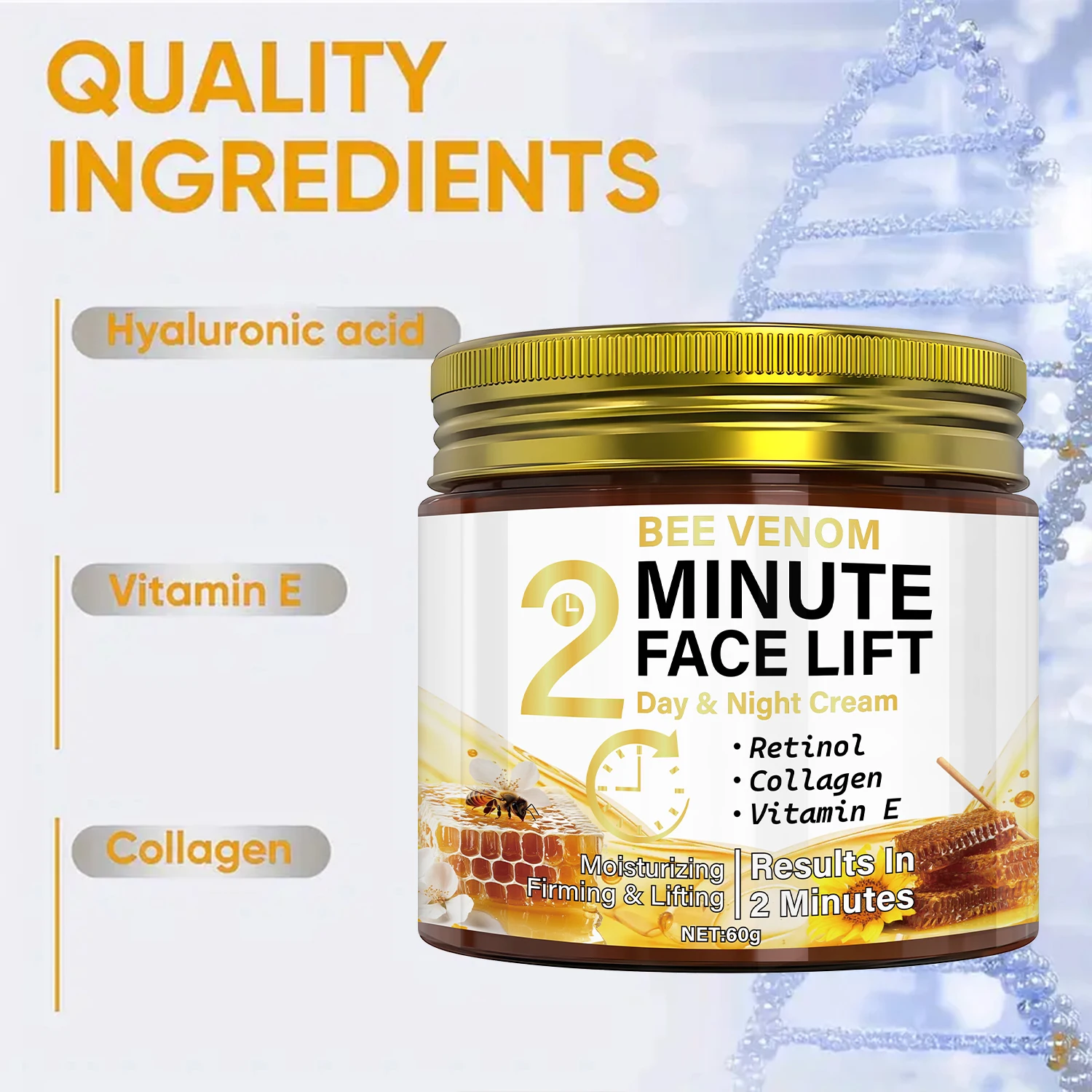 كريم دقيقة الرفع بسم النحل للشتاء - للاستخدام الصباحي والمسائي، formula الريتينول والكولاجين, نتائج سريعة #5