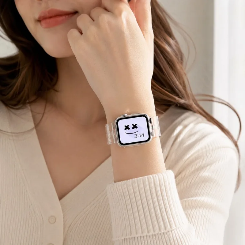 Schlankes Transparentes Armband für Apple Watch Ultra 2 49mm 38 46 42 45 41 44 40mm Klares Band für Iwatch Series SE 12 11 10 9 8 7 6 5 4