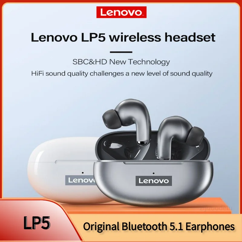 Lenovo LP5 TWS Bluetooth Earphone 9D Stereo HiFi Sports Waterproof Wireless Earbuds for iPhone 13 Xiaomi Bluetooth Headphones