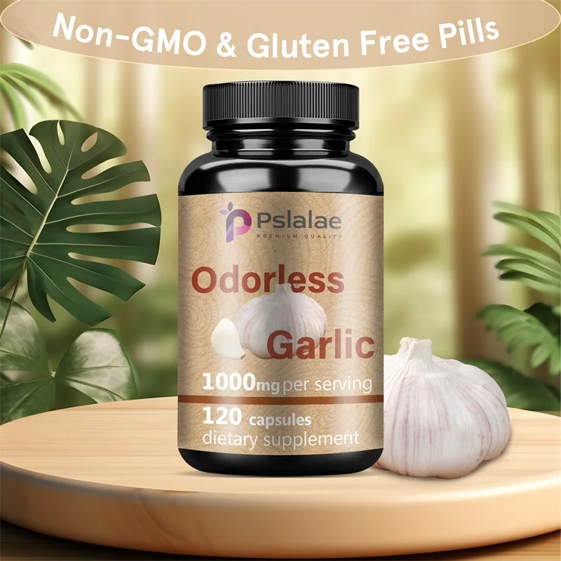 Odorless Garlic Capsules - for Immune, Skin and Heart Health Support, Antioxidant, Non-GMO, Gluten-free