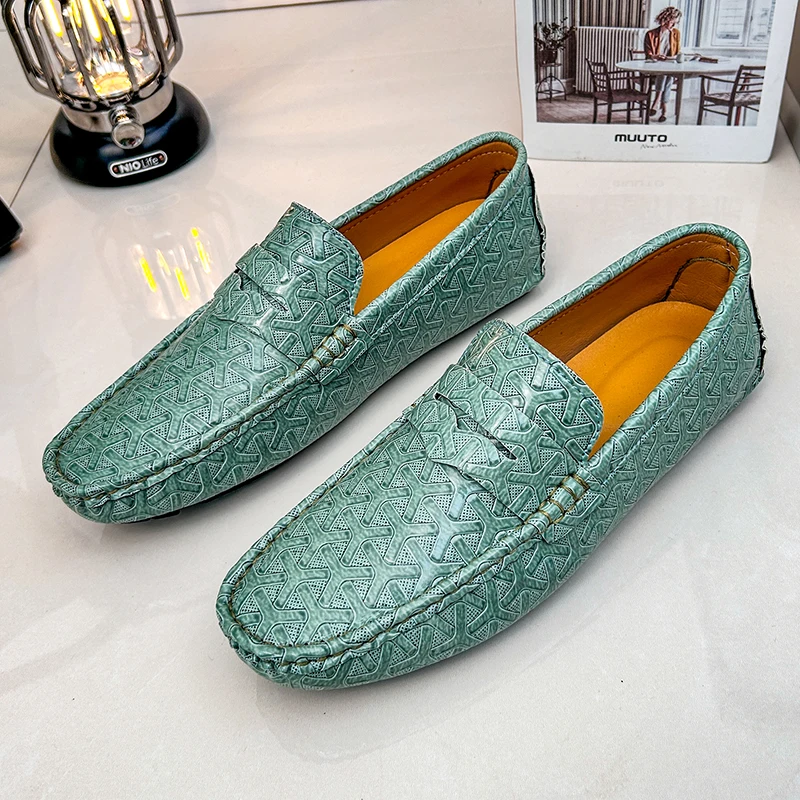 YRZL Handmade Loafers for Men Casual Leather Shoes Mens Loafers Moccasins Breathable Slip on Big Size 48 Driving Shoes for Men