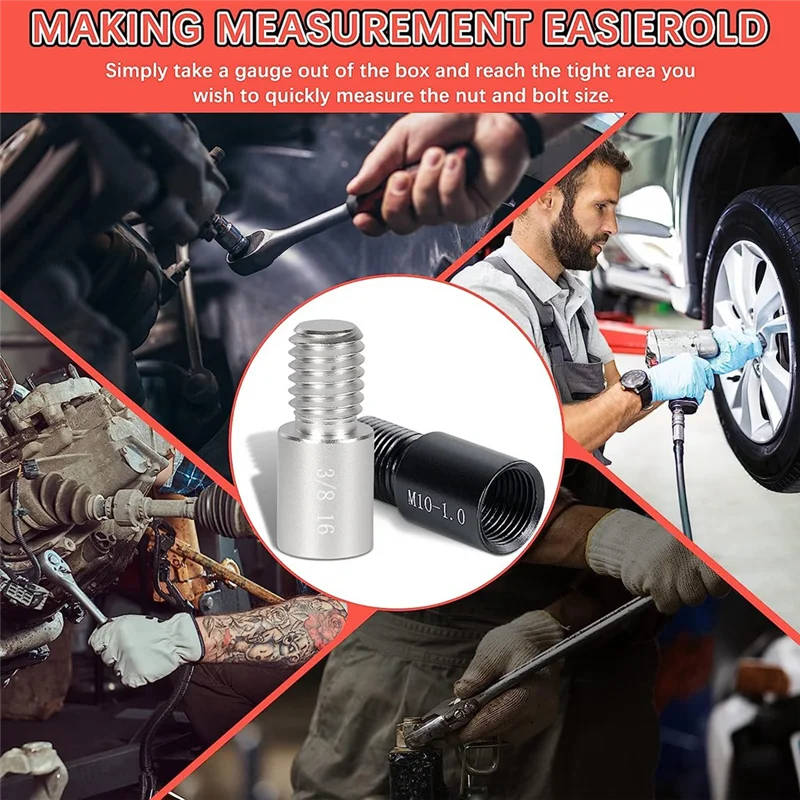너트 및 볼트 나사 검사, 너트 및 볼트 크기 게이지, 14 인치 및 12 미터법, 감지용 조립 나사 게이지