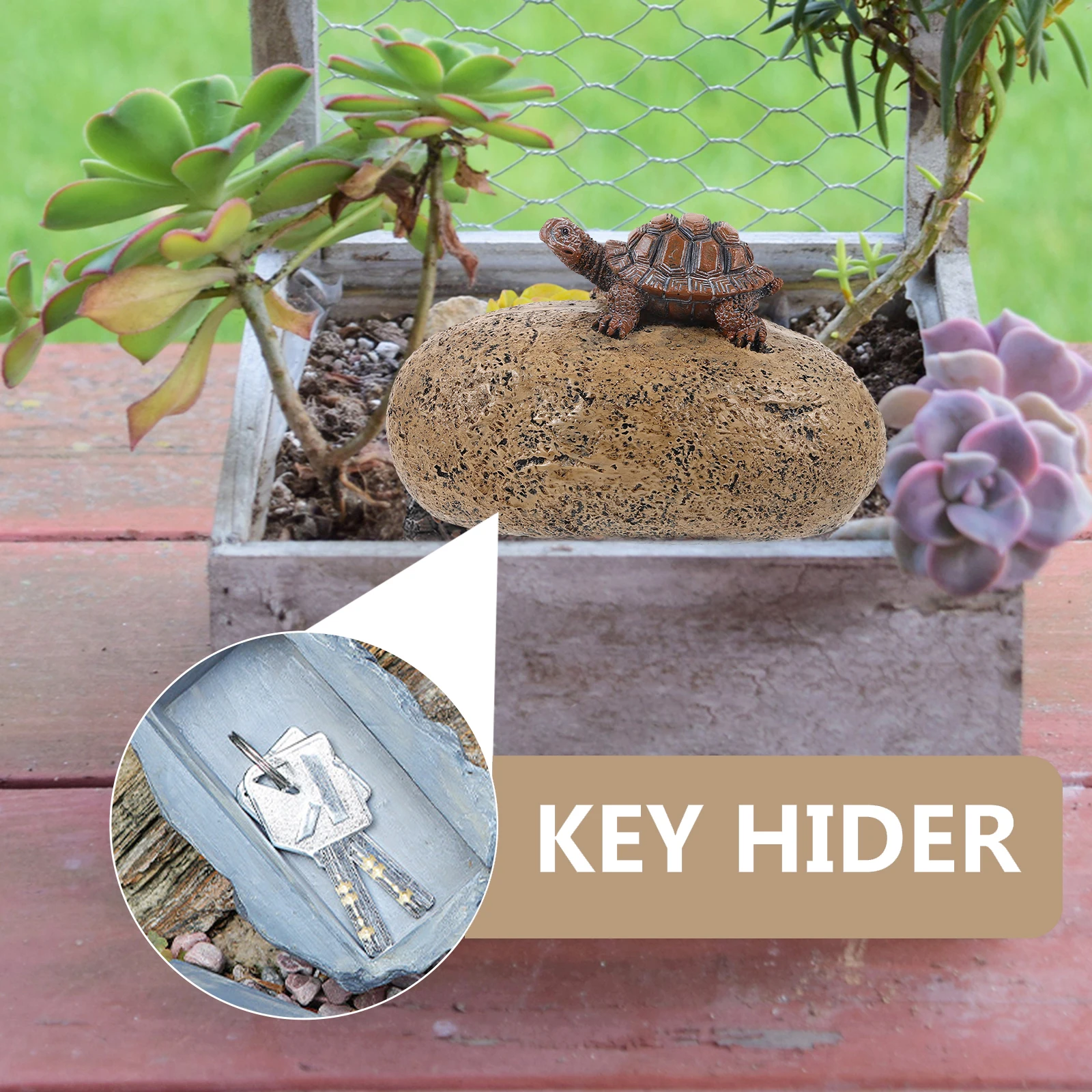 

Outdoor Resin Turtle Stone Key Hider Garden Storage Box Hidden Key Holder Decorative Yard Garden Storage Box Turtle Decor