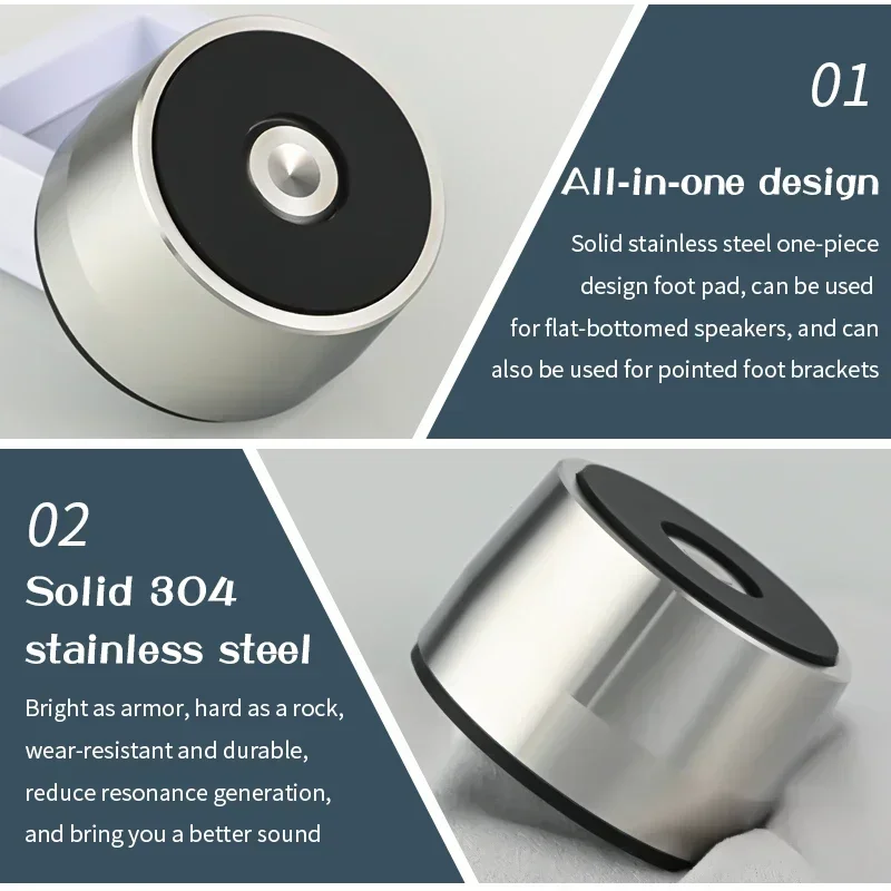 Pés de isolamento de áudio de aço inoxidável, 4 unidades, antiderrapante, à prova de choque, unhas, almofada para sistema de alta fidelidade, amplificador, cd player, máquina