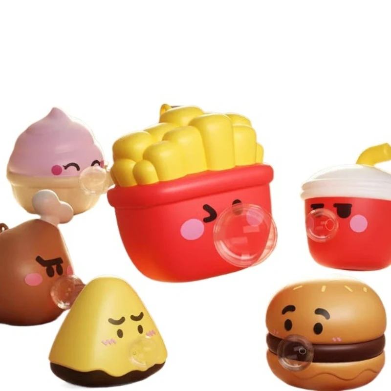 Bubble Spitting Toy Food Squishy Pop-out Bubble Squeeze Toy Burger Shape Slow Rising Squishy for Stress Relief&Sensory Training