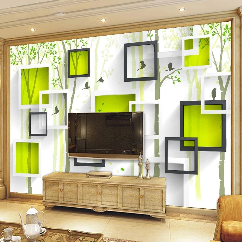 Customized Photo Wallpaper Modern 3D Mural Bird Woods Art Geometry Living room sofa TV background wall bedroom restaurant Hotel
