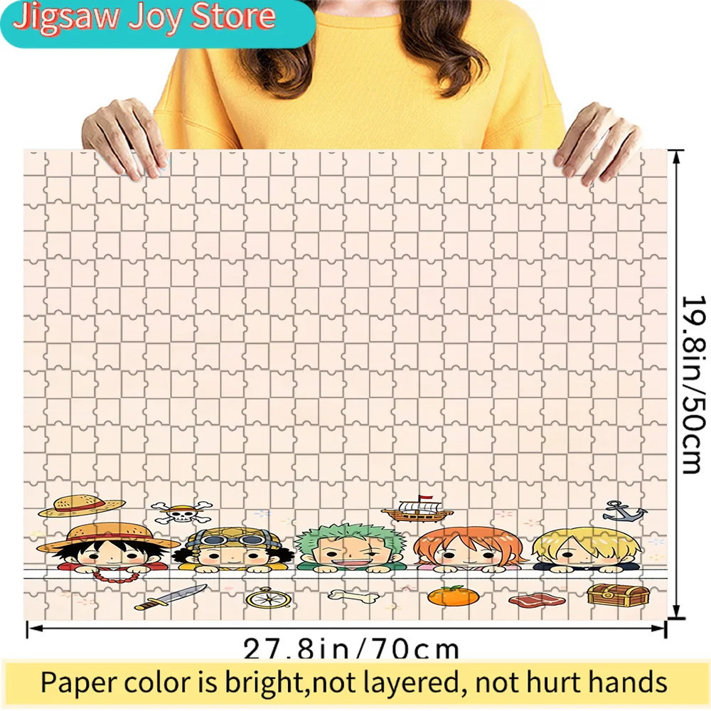 

Премиальный бумажный пазл с изображением милых персонажей из One Piece: Пираты в соломенных шляпах, с символикой приключений, 27,8x19,8 дюймов.