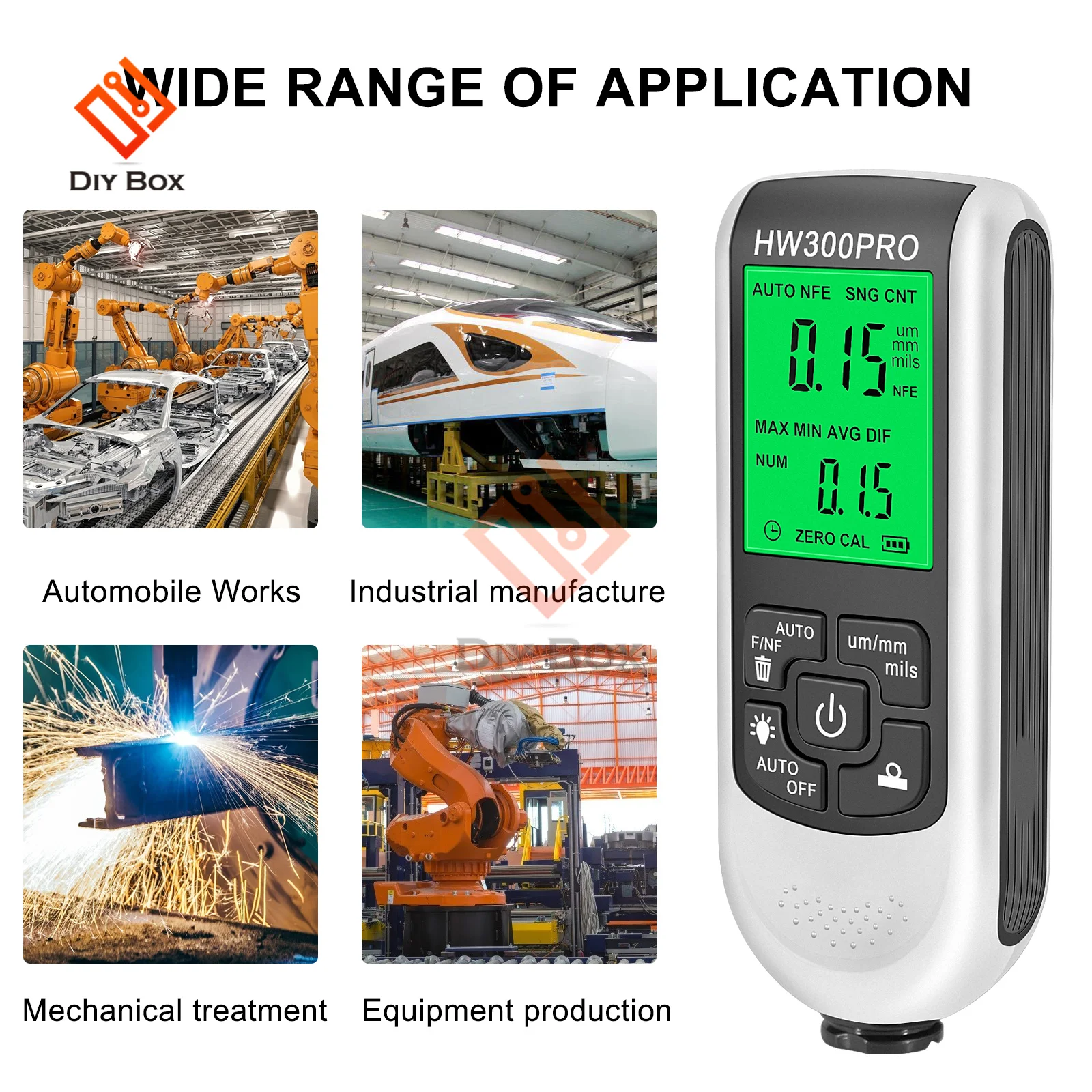 HW-300PRO Digital Car Paint Coating Thickness Gauge for Non-Destructive Measurement Of Cars Paints Thickness Gauge Tester