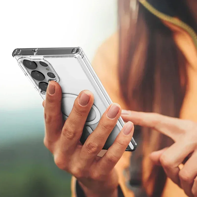 Clear Cover S24 Fe Case for Samsung Galaxy S24 Ultra S24 Plus Wireless Charging Shockproof Magnetic Compatible with Magsafe