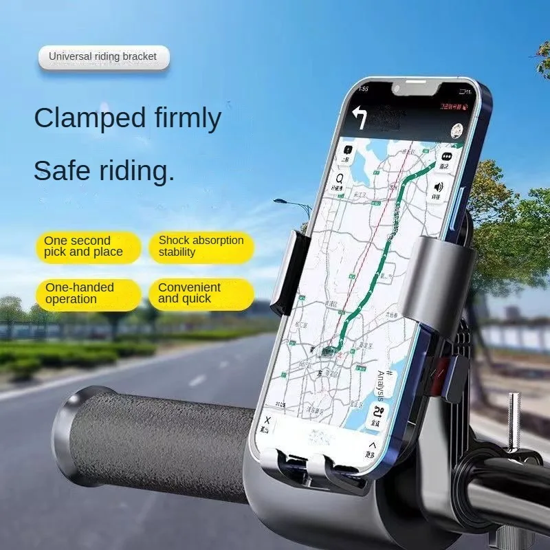Bicycles Phone Holder 360° Rotatable Navigation Bracket Motorcycle Handlebar Stand Riding Shockproof Safe Driving Accessory