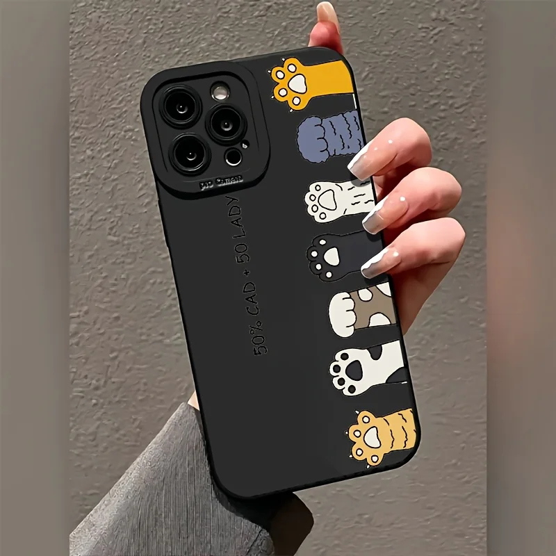 

Cartoon cute letter colored cat paw phone case suitable for iPhone 17 16 15 14 13 12 11 Pro/Max/Plus anti drop and shockproof