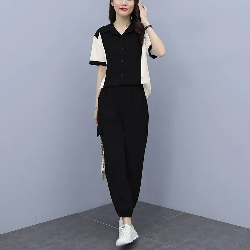 Women's Fashion Pencil Pants T-shirt Summer Two Piece Set 2025 New Plus Size Clothing Casual Sweat Suits For Women Matching Sets