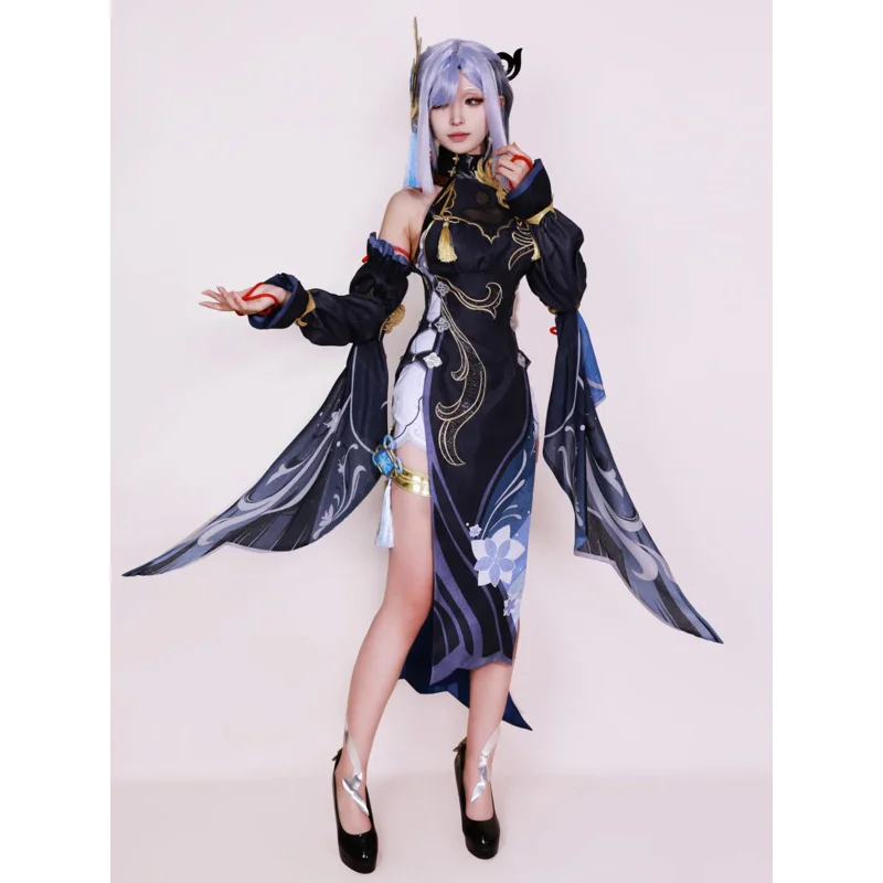 IN STOCK  Shen He Cosplay Costume Frostflower Dew Dress Genshin Impact Lantern Rite Shenhe New Cosplay Outfits Costume  Uniforms