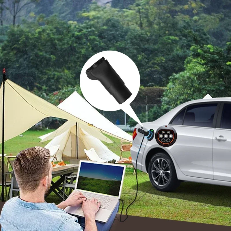 GBT V2L مفرغ محمول EV تحويل Schuko المقبس OEM الطاقة الجديدة تفريغ السيارة الكهربائية للتخييم في الهواء الطلق