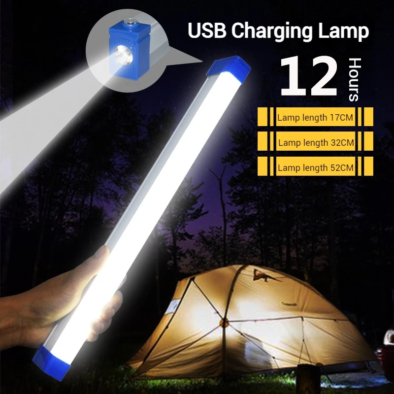 17/32/52CM LED Emergency Light DC5V USB Rechargeable Portable Camping Lamps Outdoor Magnetic Flashlight for Repair Home Lighting