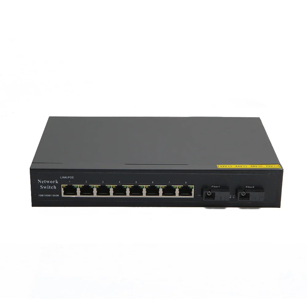 8 porto 10/100 /1000m poe + 2 porto uplink ethernet switch não gerenciado poe switch