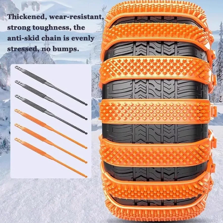 10 Uds. Cadenas sobre ruedas, cadenas antideslizantes para nieve para coche SUV, cadenas universales ajustables, cadenas para neumáticos de nieve de emergencia, solución de seguridad