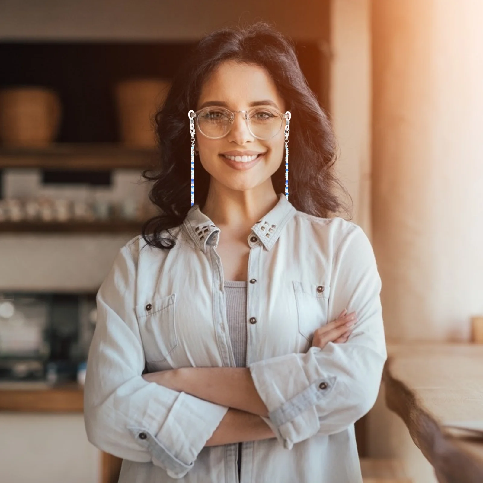 

3Pcs Women Eyeglass Chain Anti-Slip Colorful Glass Beaded Spectacle Holder Chic Glasses Accessory Spectacle Chain