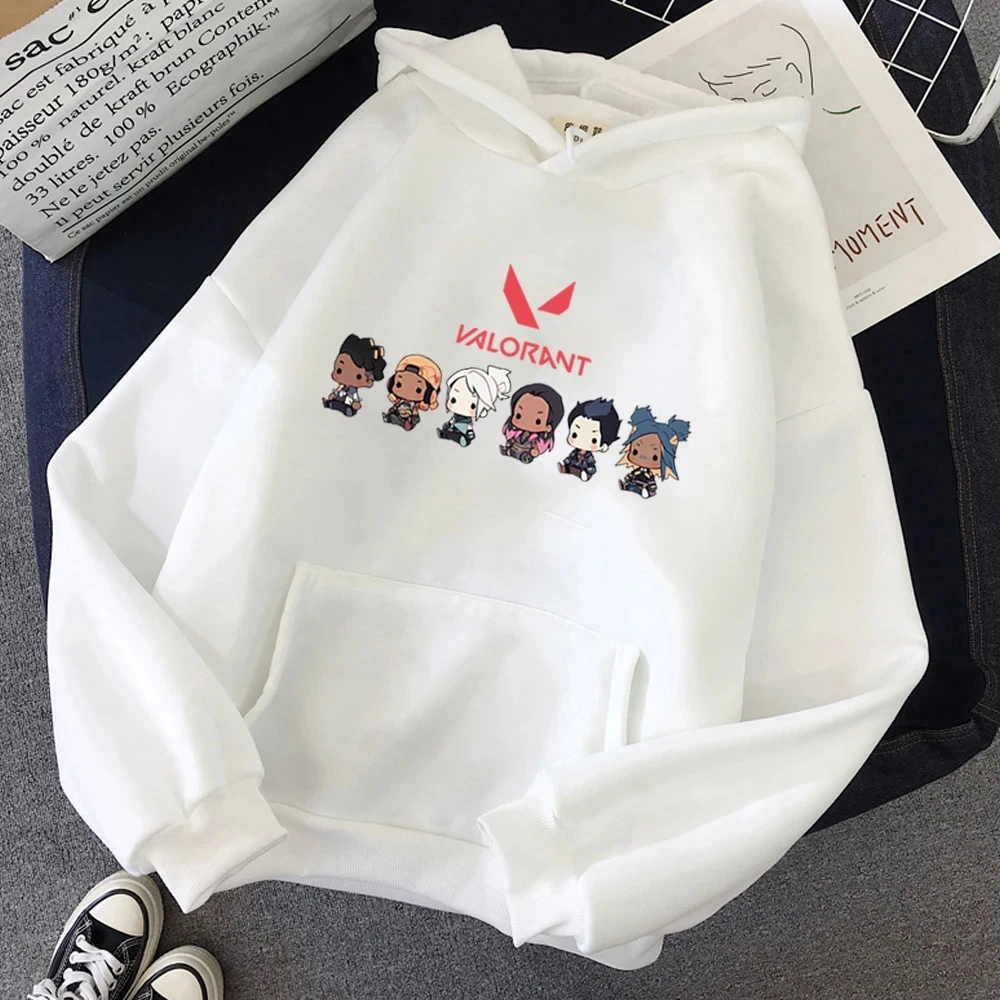 Valorant Anime 2D Print Men\'s Cotton Hoodie Casual Oversized Pullover Popular Streetwear Fashion Sweatshirt Trend Men Clothing