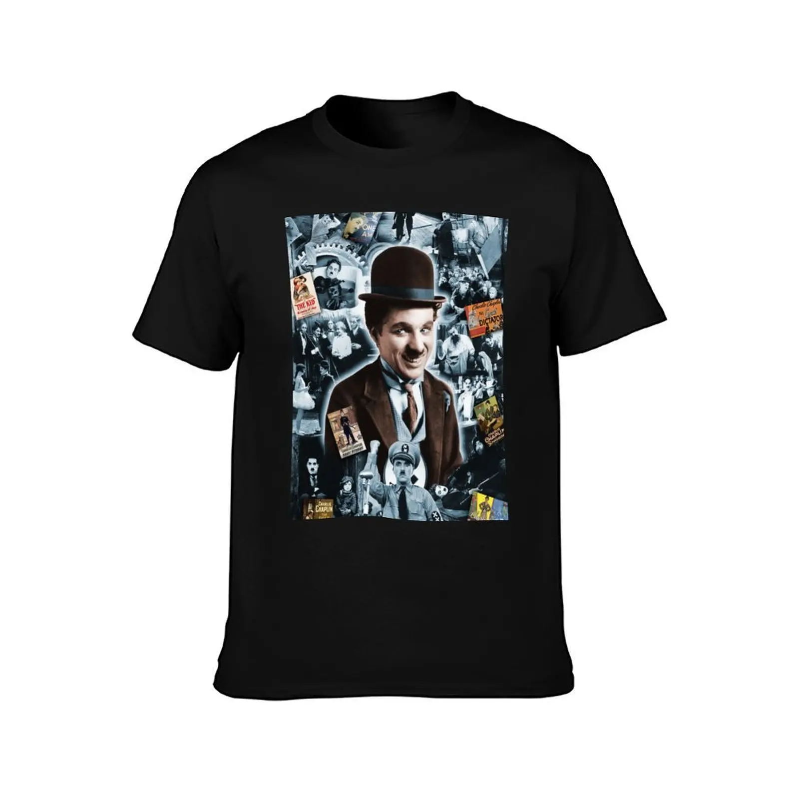 Charlie Chaplin Tribute T-Shirt, Summer Casual Cotton Tee, Oversized Streetwear Tops, Vintage Graphic Print, Unisex Men Women
