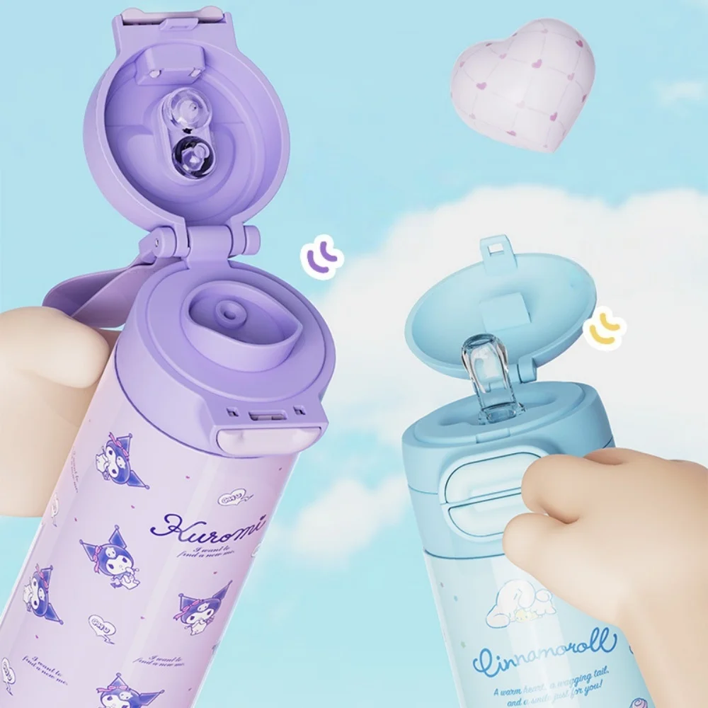 Genuine 530ML Sanrio Thermos Cup Hellokitty Kuromi Cinnamoroll Stainless Steel Vacuum Flask Insulated Bottle Girls Gifts