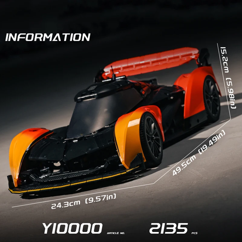 Moc y10000 campeões de velocidade técnica soluus hypercar 1:10 carro de corrida gt bloco de construção tijolo montagem brinquedo menino criança presente natal