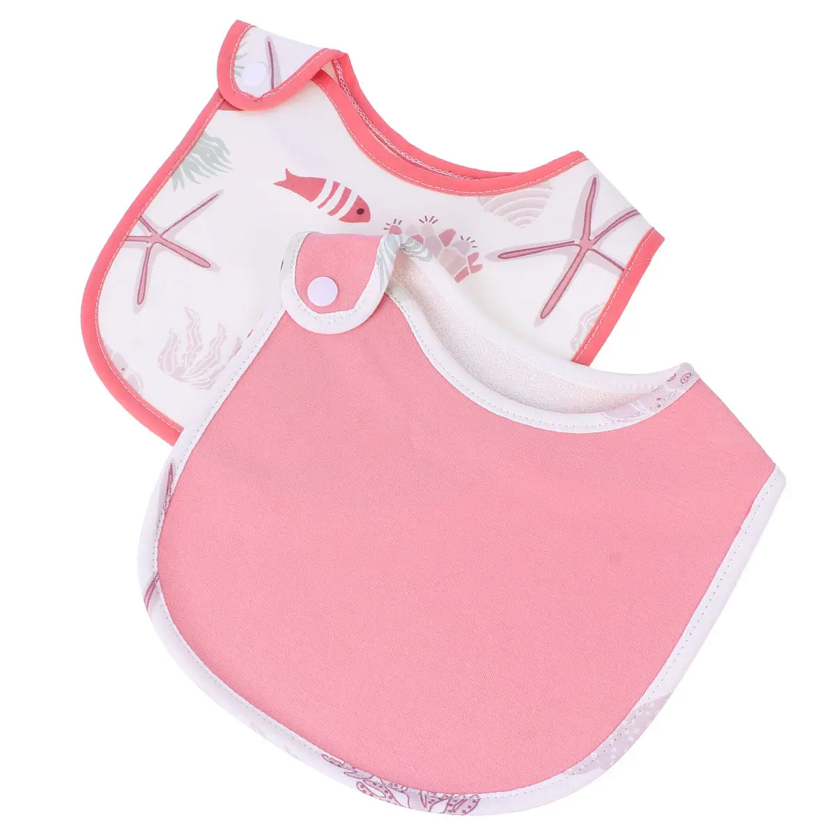 

2pcs Baby Bibs Cotton Material Soft Edging Breathable Lightweight Absorbent For Teething Drooling Feeding Infant Toddler Burp