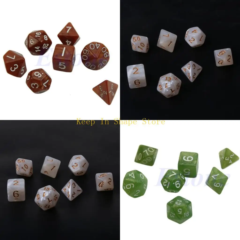 

U1JC 7x чернокожие кости D4 D6 D8 D10 D12 D20 RPG Poly Game Set