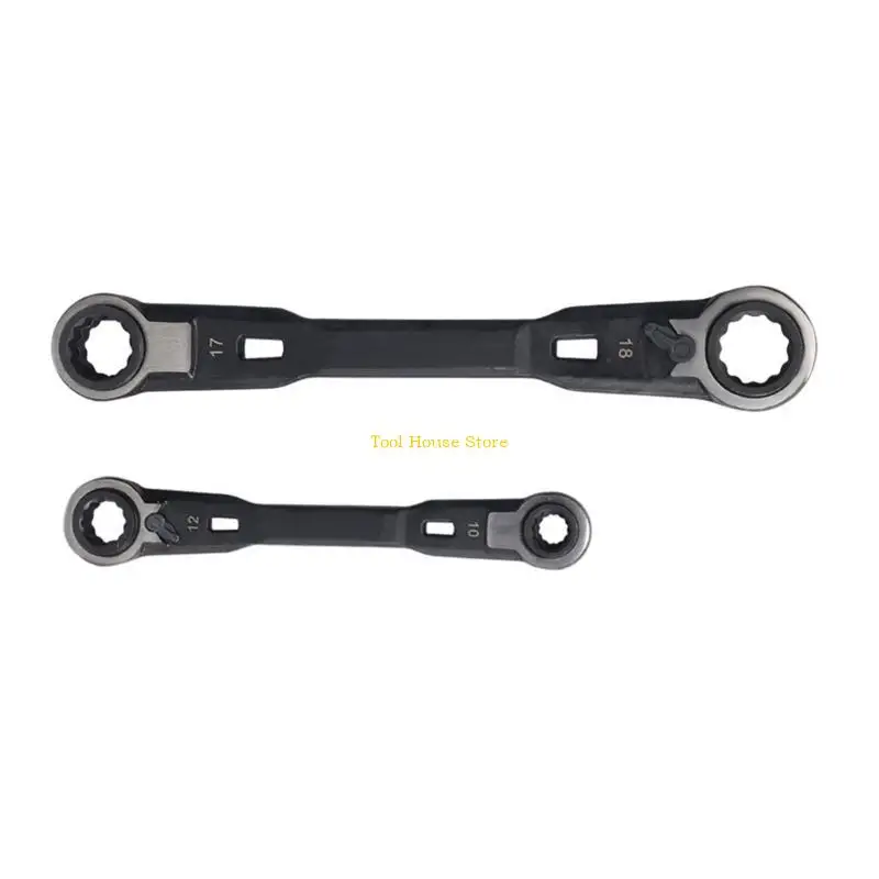 

2Pcs 4 In 1 Wrench Car Repair Tool Vehicle Maintenance With Ergonomic Handle Wrench Ratchet Socket Spanner Nut Repair
